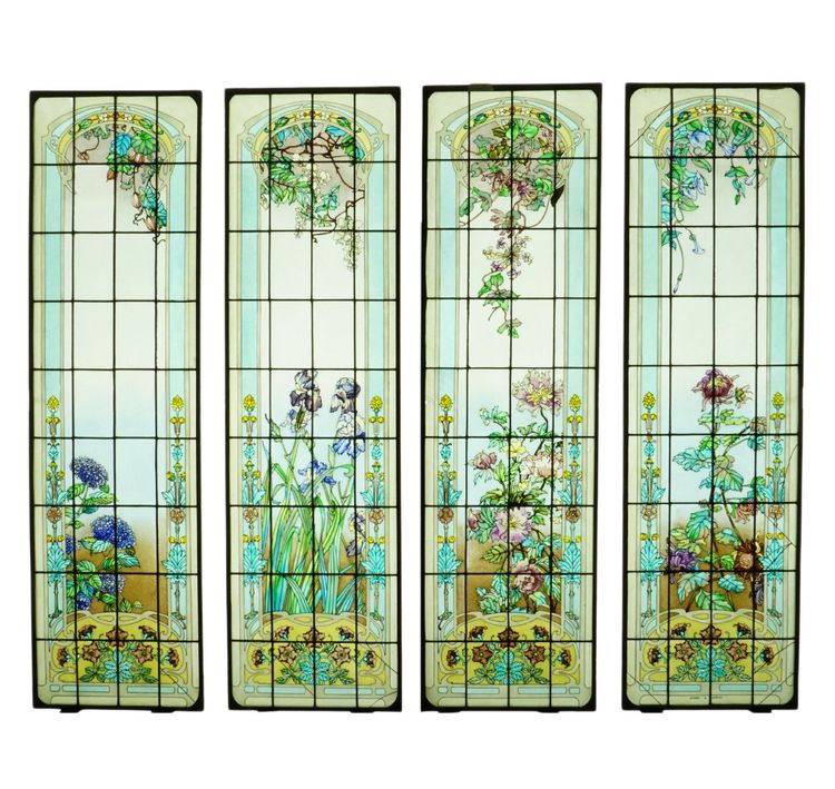 Glasmalerei - Blumenfenster im Jugendstil