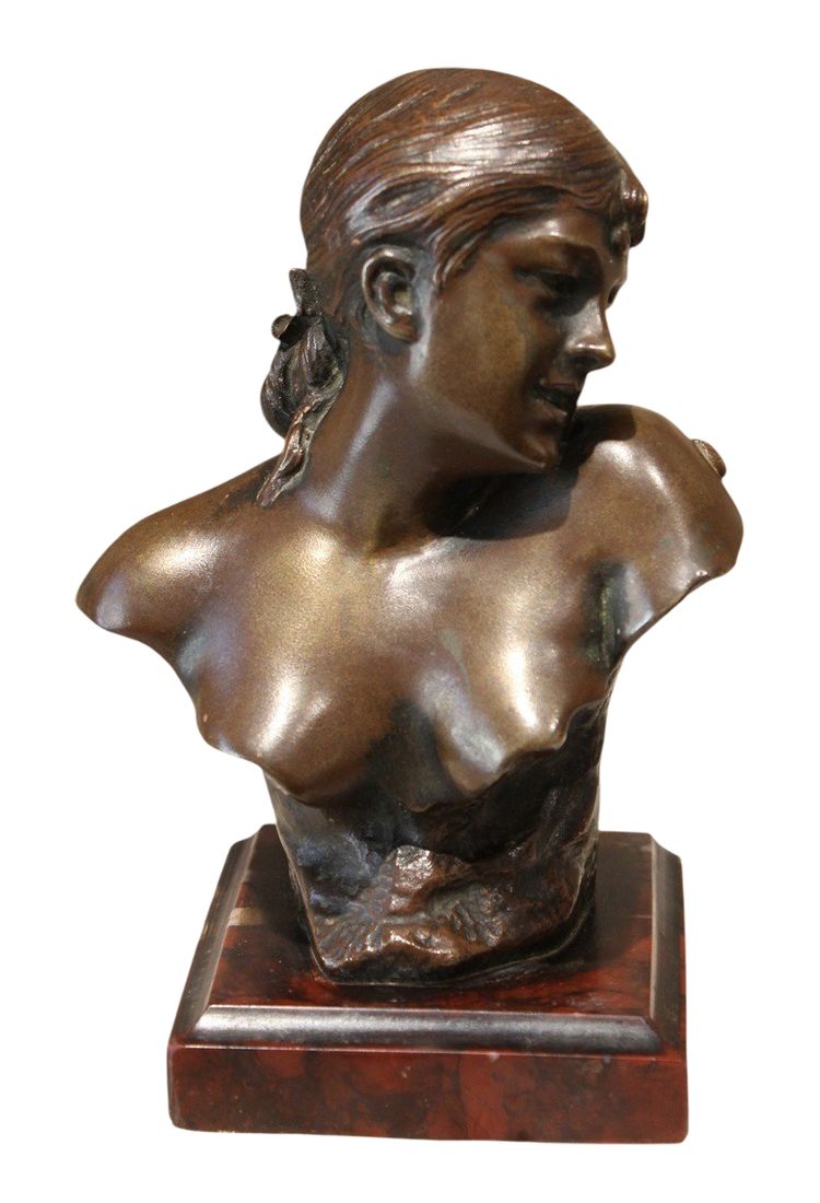 Scultura in bronzo di un busto femminile Jean Garnier (1853-1930)