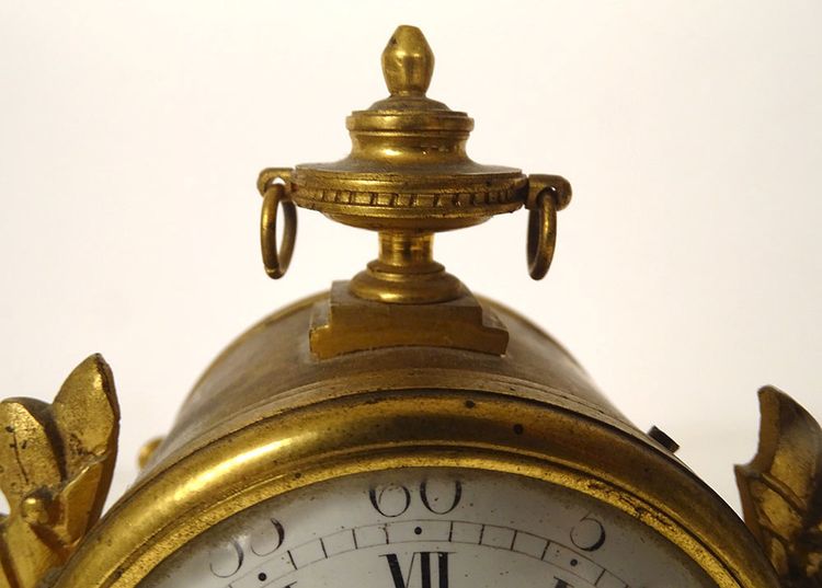 Small ormolu gardener clock with watering can Berthoud Paris 19th century
