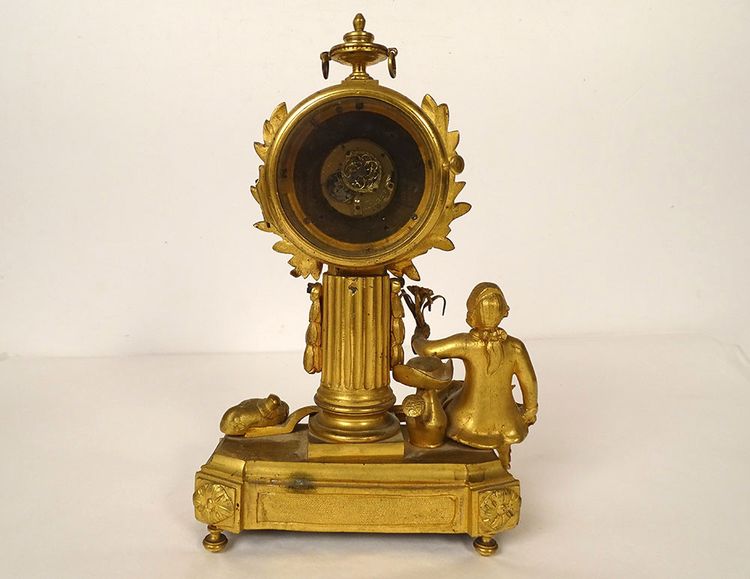 Small ormolu gardener clock with watering can Berthoud Paris 19th century
