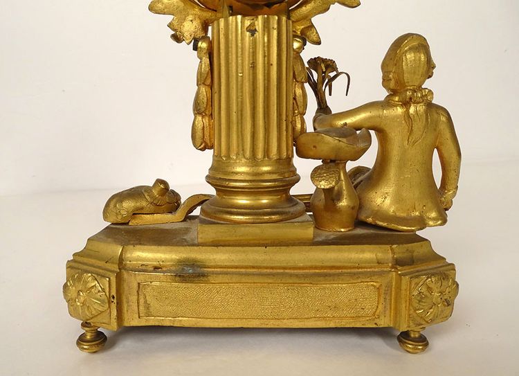Small ormolu gardener clock with watering can Berthoud Paris 19th century