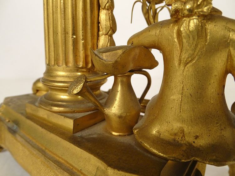 Small ormolu gardener clock with watering can Berthoud Paris 19th century