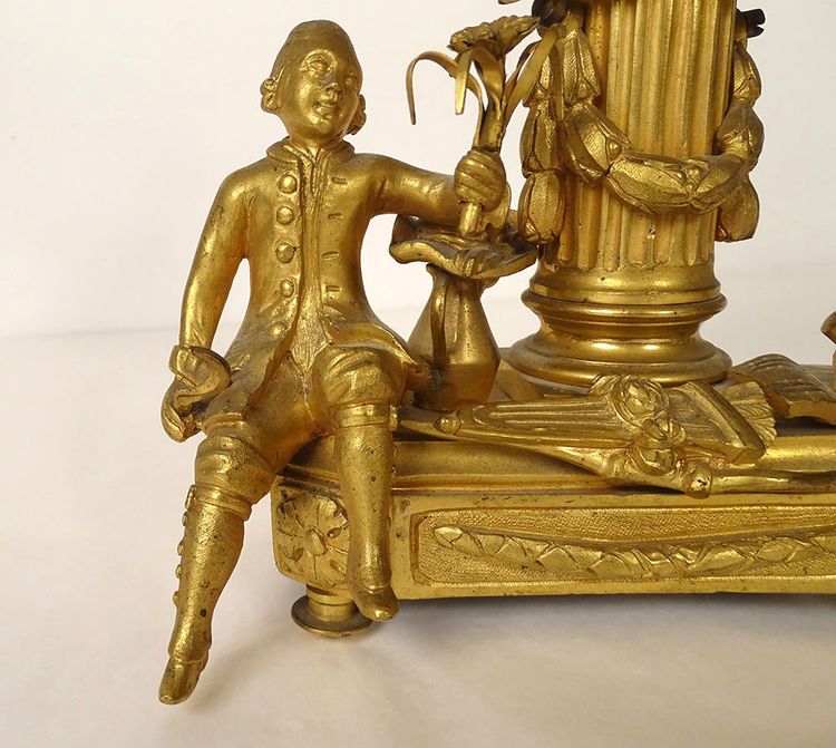 Small ormolu gardener clock with watering can Berthoud Paris 19th century