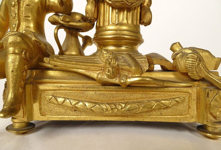 Small ormolu gardener clock with watering can Berthoud Paris 19th century