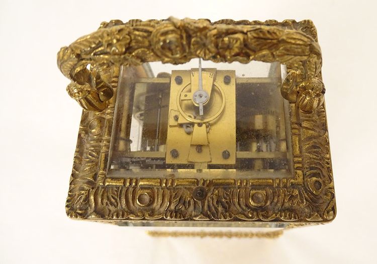 Russian travelling officer's clock gilt bronze Kreitz St Petersburg 19th century