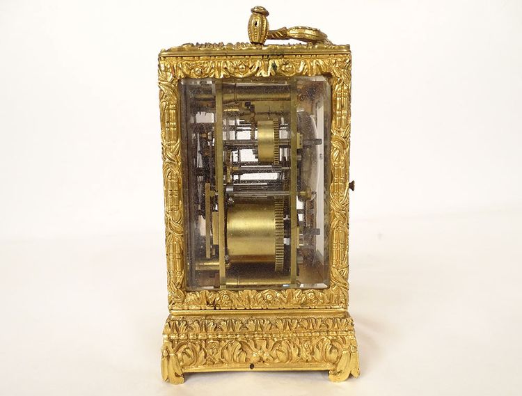 Russian travelling officer's clock gilt bronze Kreitz St Petersburg 19th century