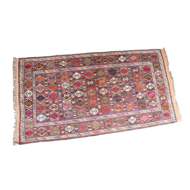 Kilim rug in wool with geometric decoration 20th century d : 103 x 203 cm