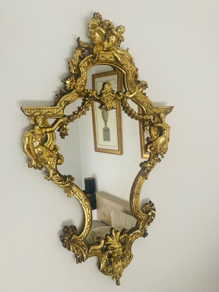 Large Regency-style Venetian mirror in gilded wood, XIXth century