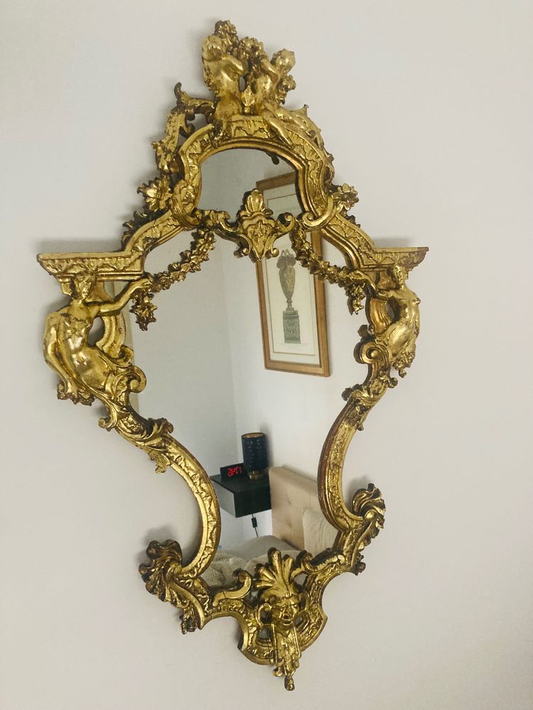 Large Regency-style Venetian mirror in gilded wood, XIXth century