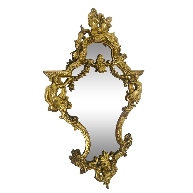Large Regency-style Venetian mirror in gilded wood, XIXth century