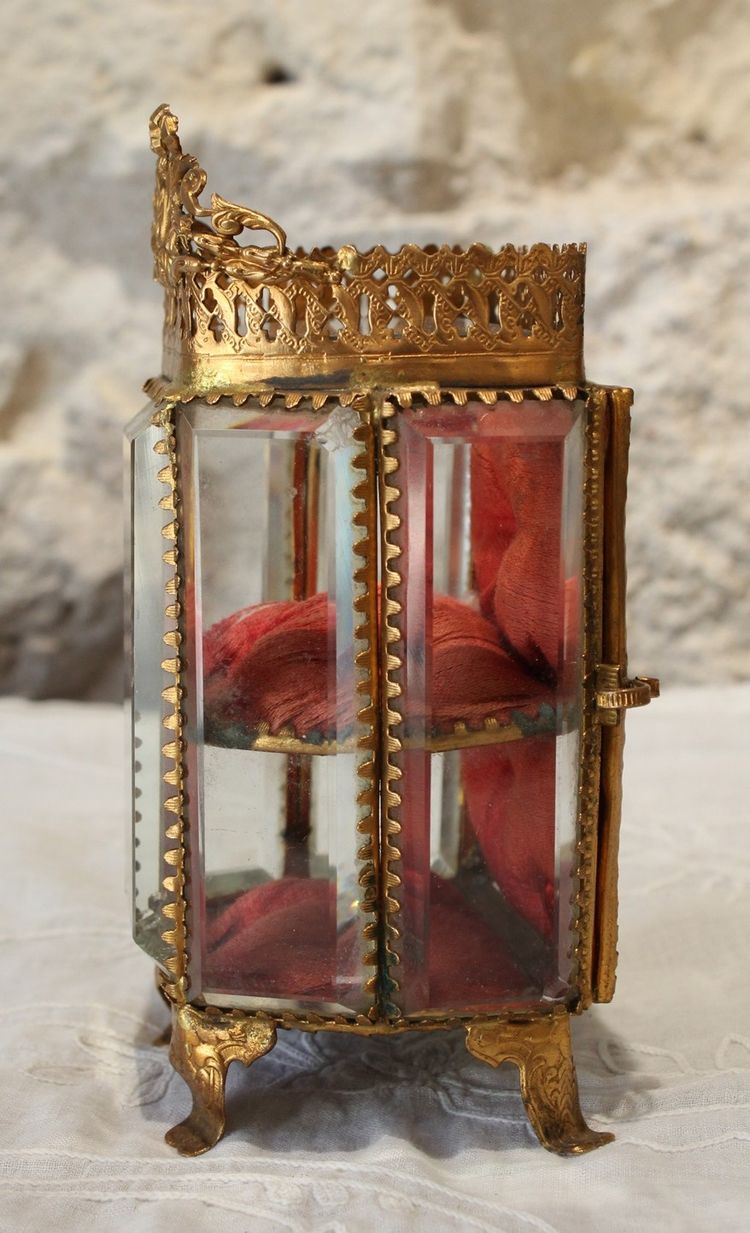 Large beveled glass and brass jewelry box, late 19th century, Napoleon III