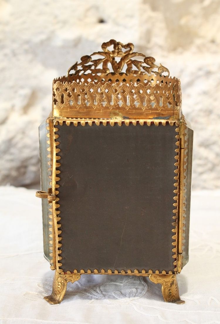 Large beveled glass and brass jewelry box, late 19th century, Napoleon III