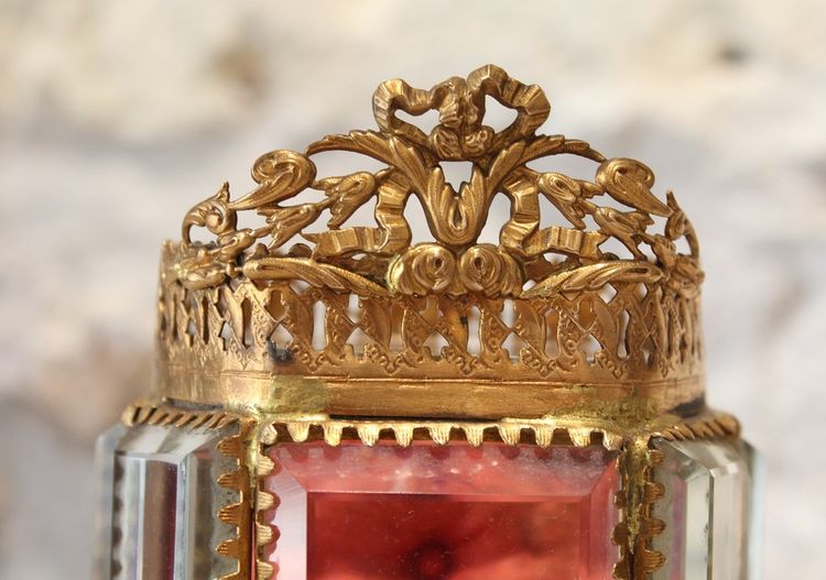 Large beveled glass and brass jewelry box, late 19th century, Napoleon III