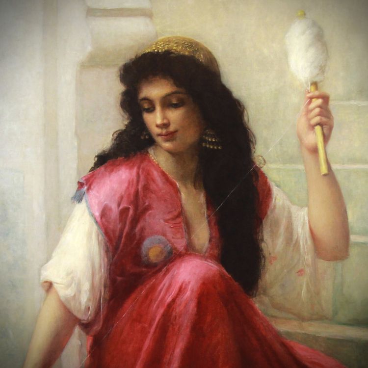 Charles Zacharie Landelle Huile sur toile "Jeune orientale au fuseau" Par Charles Landelle ca 1870