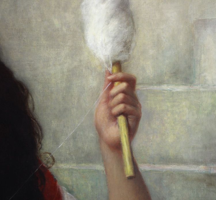 Charles Zacharie Landelle Huile sur toile "Jeune orientale au fuseau" Par Charles Landelle ca 1870