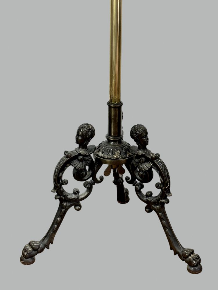 NAPOLEON III PERIOD BRASS TRIPTYCH BARBER MIRROR ADJUSTABLE IN HEIGHT