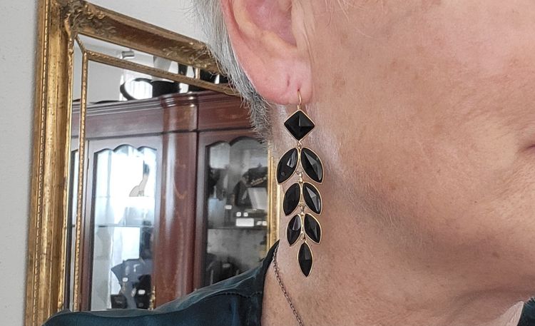 Boucles d'oreilles en Or 18ct et Jais, Napoléon 111