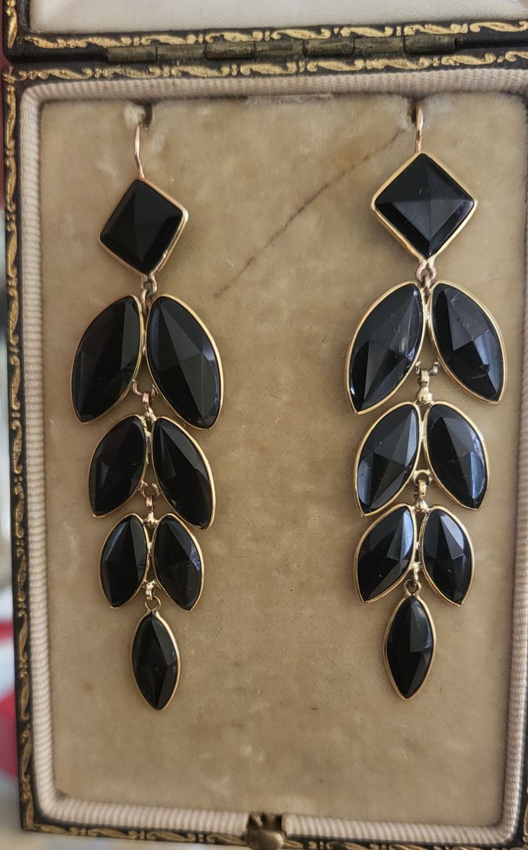 Boucles d'oreilles en Or 18ct et Jais, Napoléon 111