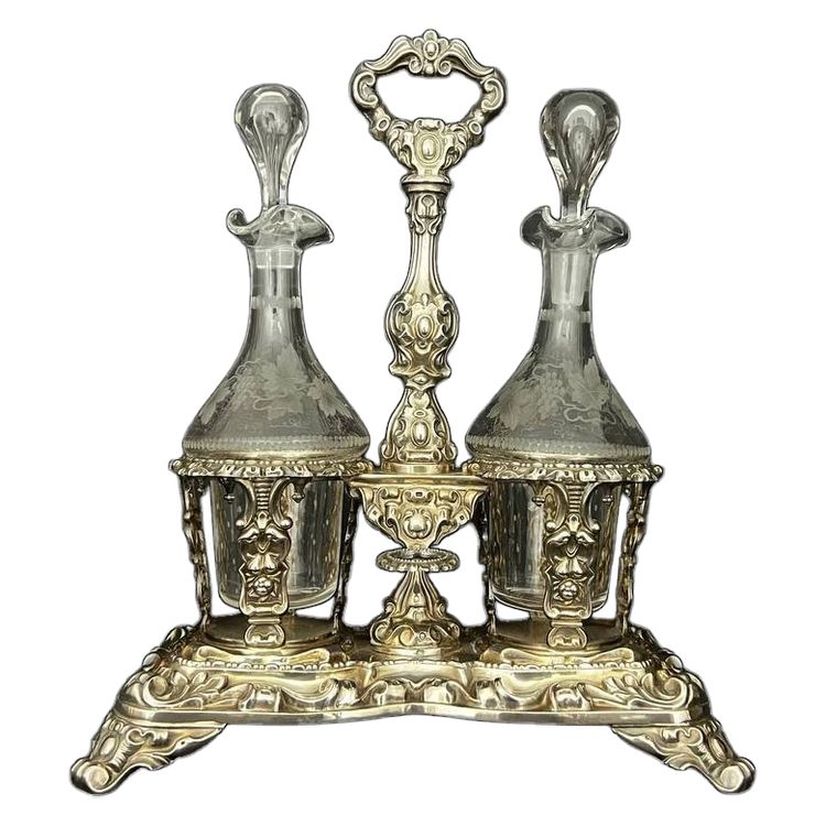 Huilier-vinaigrier in sterling silver and crystal - Minerve, late XIXᵉ century