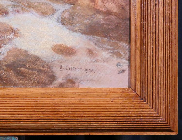 Thomas LEITNER 1876-1948 Paysage de bord de mer, effet de vague, grand tableau, 1906