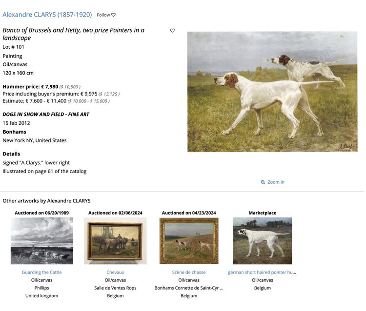 Chien terrier par Alexandre Clarys huile sur toile Ecole belge