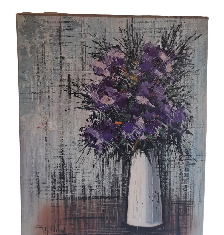Blumen Gemälde Öl auf Leinwand circa 1950