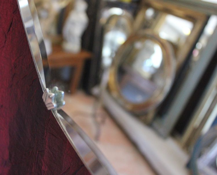 Diamètre 50 cm, miroir rond, verre facetté, année 50