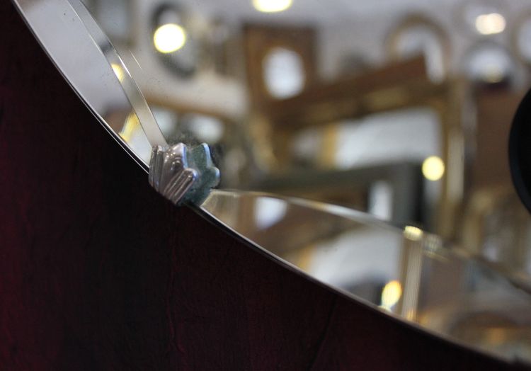 Diamètre 50 cm, miroir rond, verre facetté, année 50
