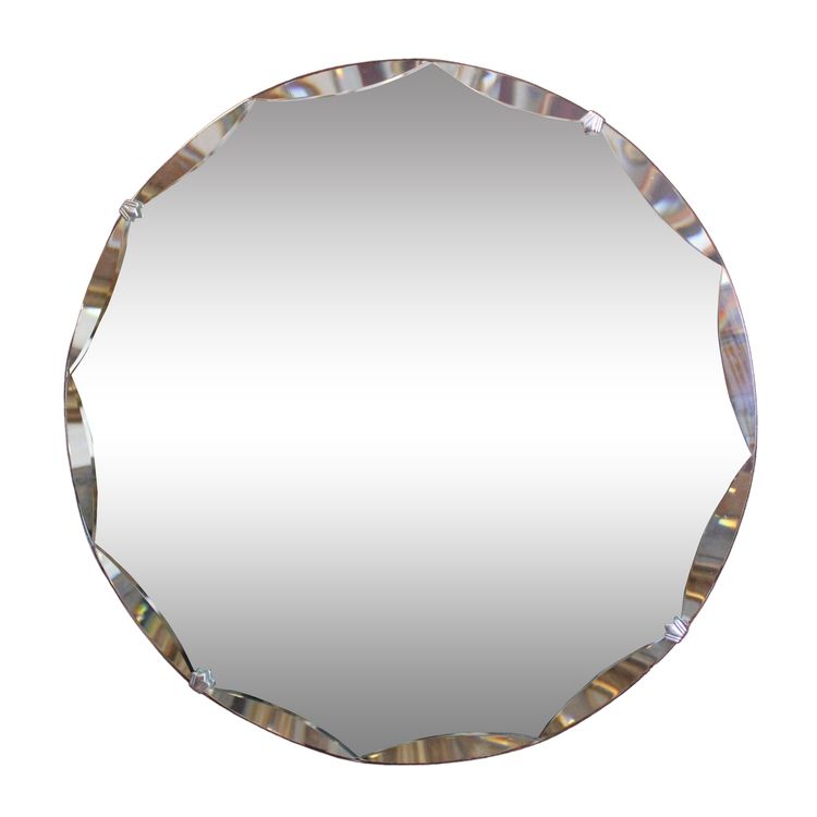 Diamètre 50 cm, miroir rond, verre facetté, année 50