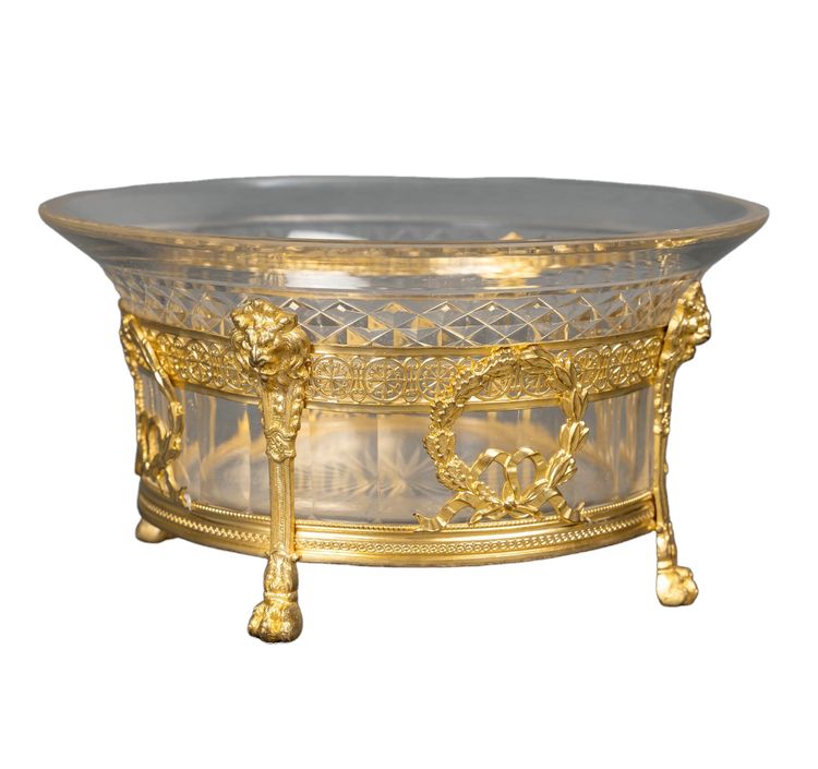 A beautiful crystal and gilt bronze bowl, late 19th century