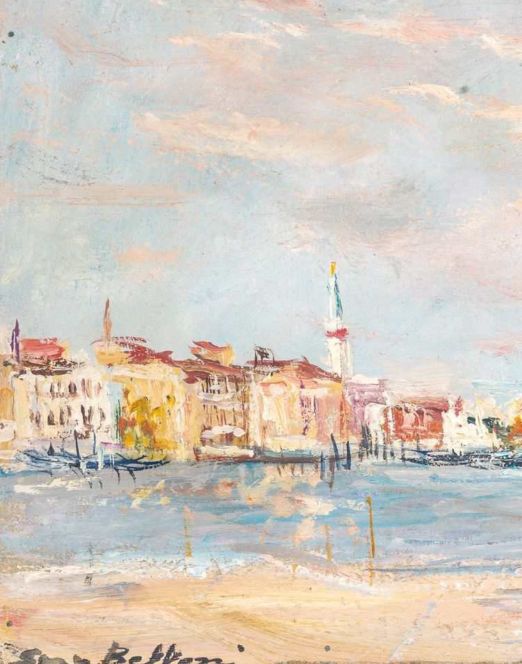 Serge Belloni (1925-2005) - Venezia vista emblematica del Canal Grande olio su tela 1979 circa