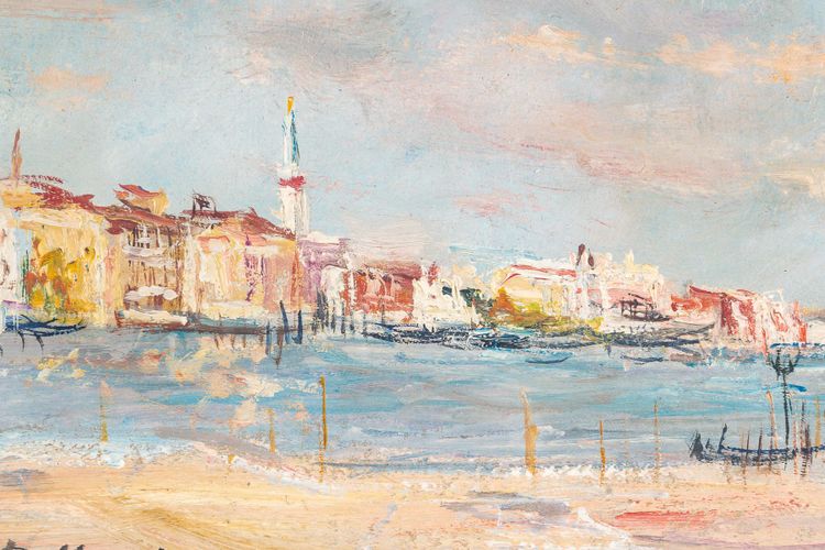 Serge Belloni (1925-2005) - Venezia vista emblematica del Canal Grande olio su tela 1979 circa