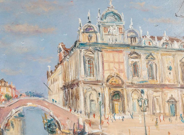 Serge Belloni (1925-2005) - Venise Vue de l’Hôpital San Giovanni Huile sur Toile vers 1980