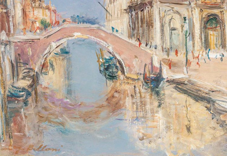Serge Belloni (1925-2005) - Venise Vue de l’Hôpital San Giovanni Huile sur Toile vers 1980