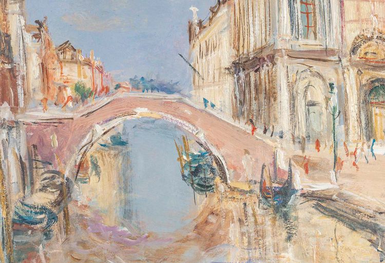 Serge Belloni (1925-2005) - Venise Vue de l’Hôpital San Giovanni Huile sur Toile vers 1980