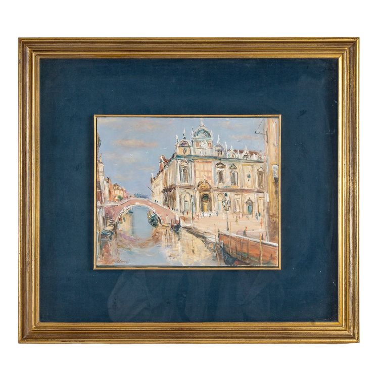 Serge Belloni (1925-2005) - Venise Vue de l’Hôpital San Giovanni Huile sur Toile vers 1980