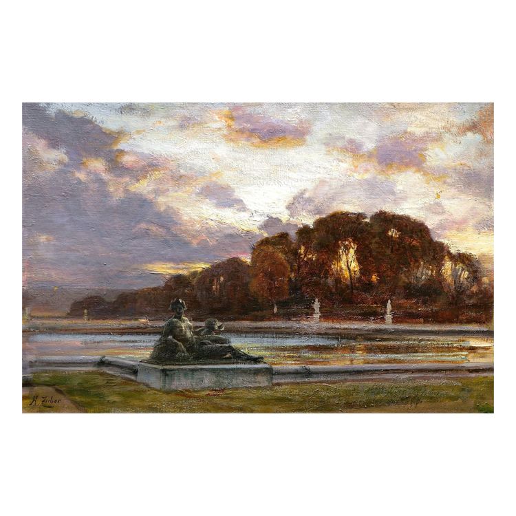 Henri Zuber, View Taken In The Park Of The Palace Of Versailles At Sunset