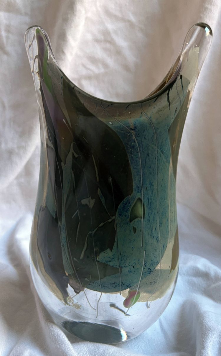 Vase aus Glaspaste, signiert François Le Lonquer (1945-1991), datiert 1984