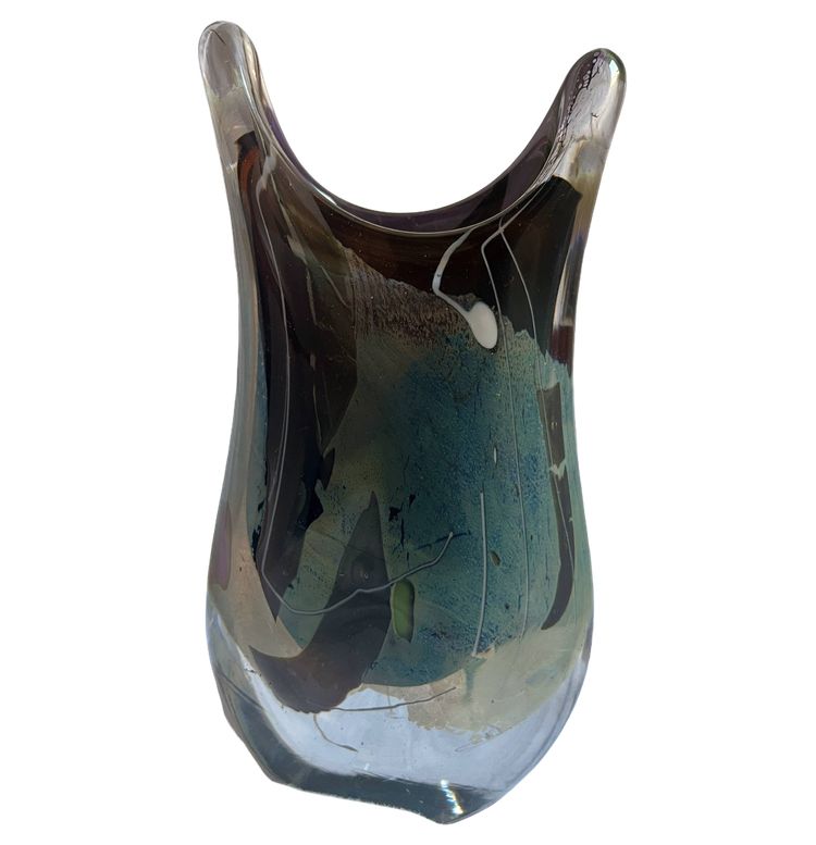 Vase aus Glaspaste, signiert François Le Lonquer (1945-1991), datiert 1984