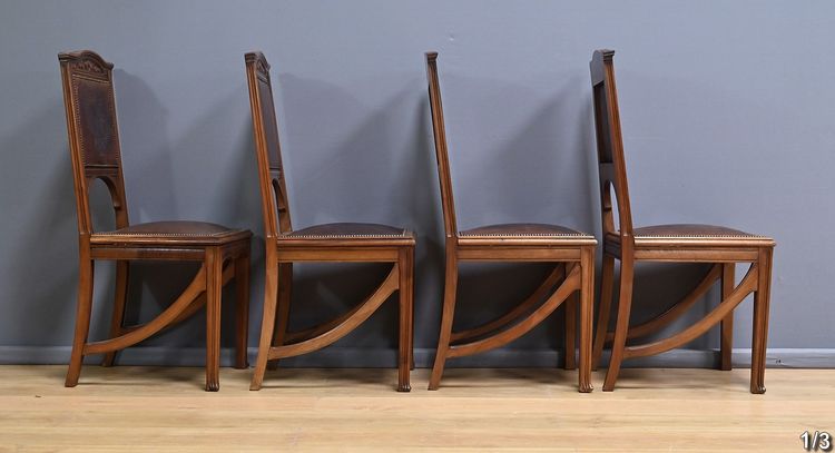 Suite di 12 sedie in noce, Art Nouveau - Inizio XX secolo