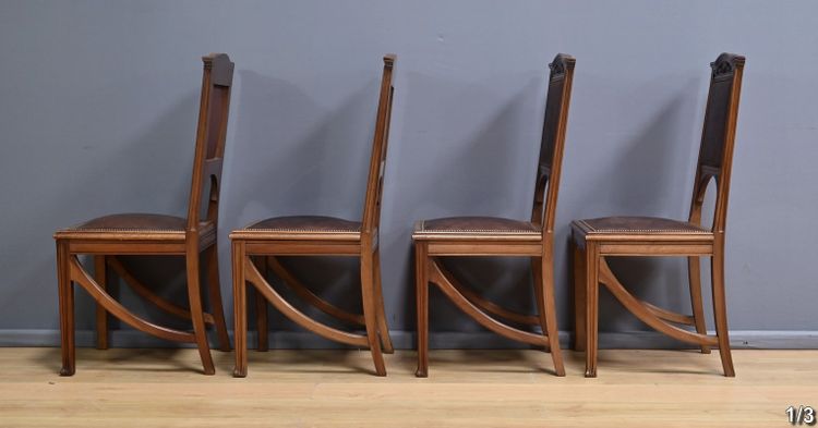 Suite di 12 sedie in noce, Art Nouveau - Inizio XX secolo