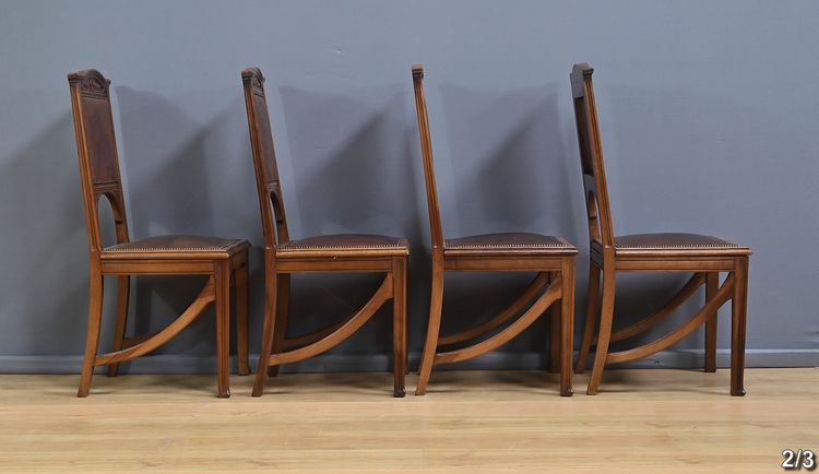 Suite di 12 sedie in noce, Art Nouveau - Inizio XX secolo