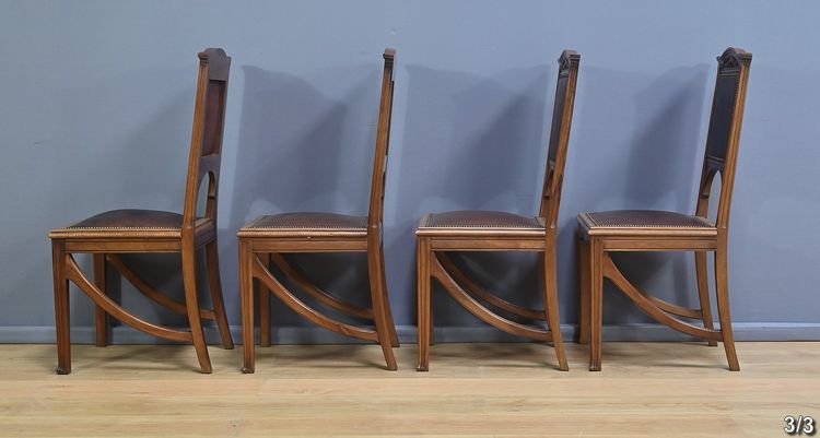 Suite di 12 sedie in noce, Art Nouveau - Inizio XX secolo