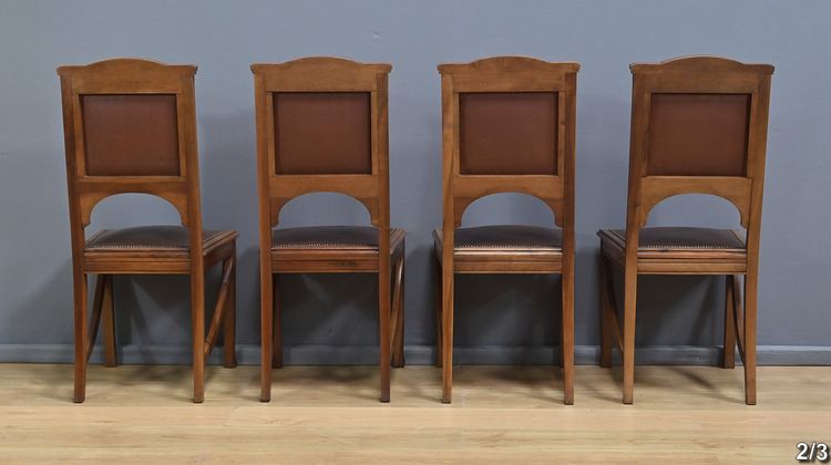 Suite di 12 sedie in noce, Art Nouveau - Inizio XX secolo