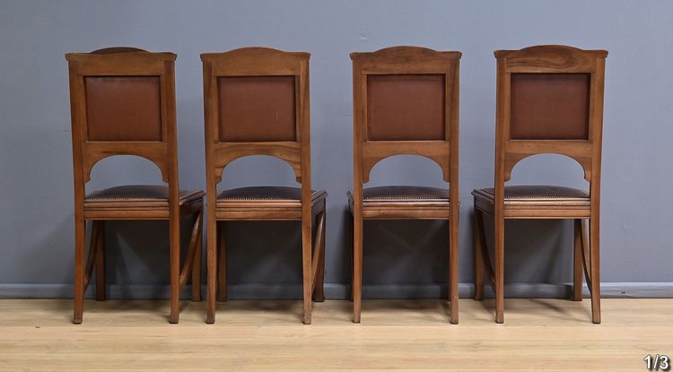 Suite di 12 sedie in noce, Art Nouveau - Inizio XX secolo