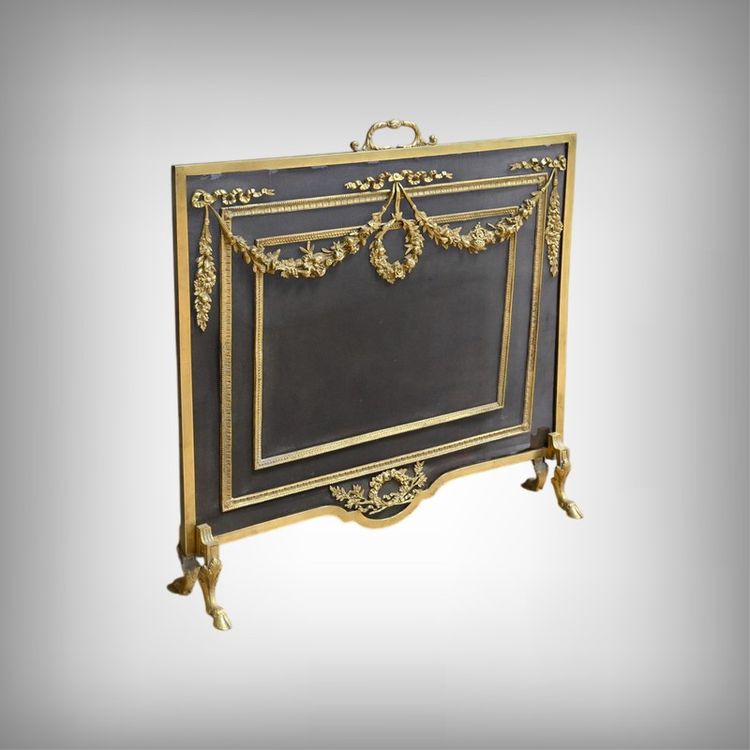 Écran de Cheminée en Bronze, style Louis XVI, époque Napoléon III – Milieu XIXe
