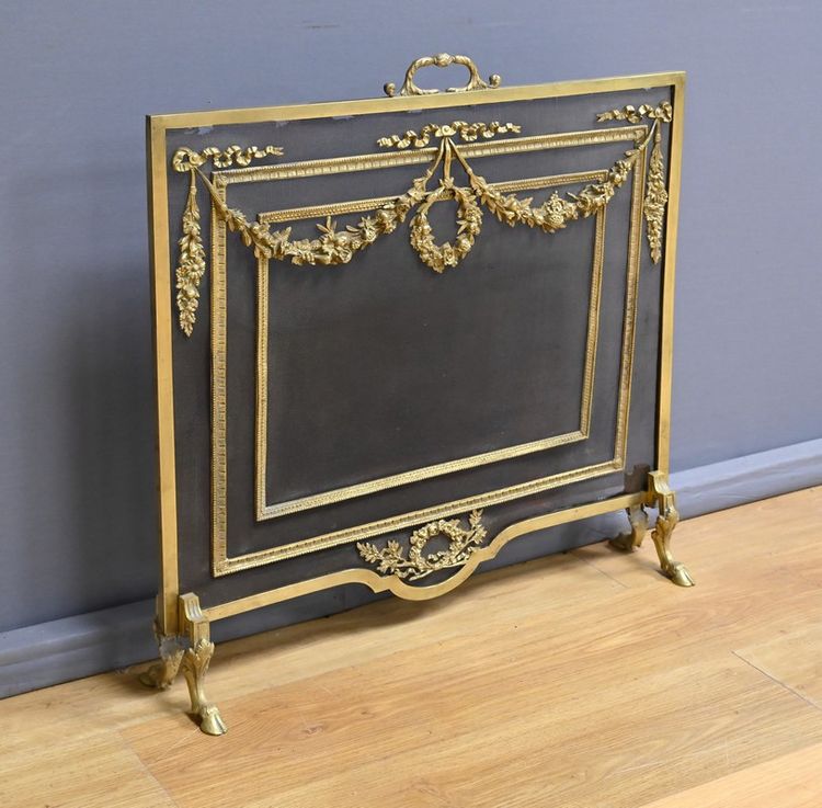 Écran de Cheminée en Bronze, style Louis XVI, époque Napoléon III – Milieu XIXe