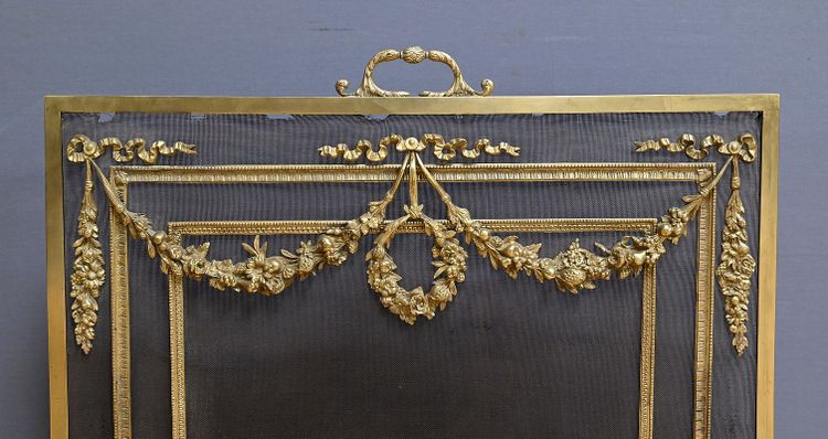 Écran de Cheminée en Bronze, style Louis XVI, époque Napoléon III – Milieu XIXe