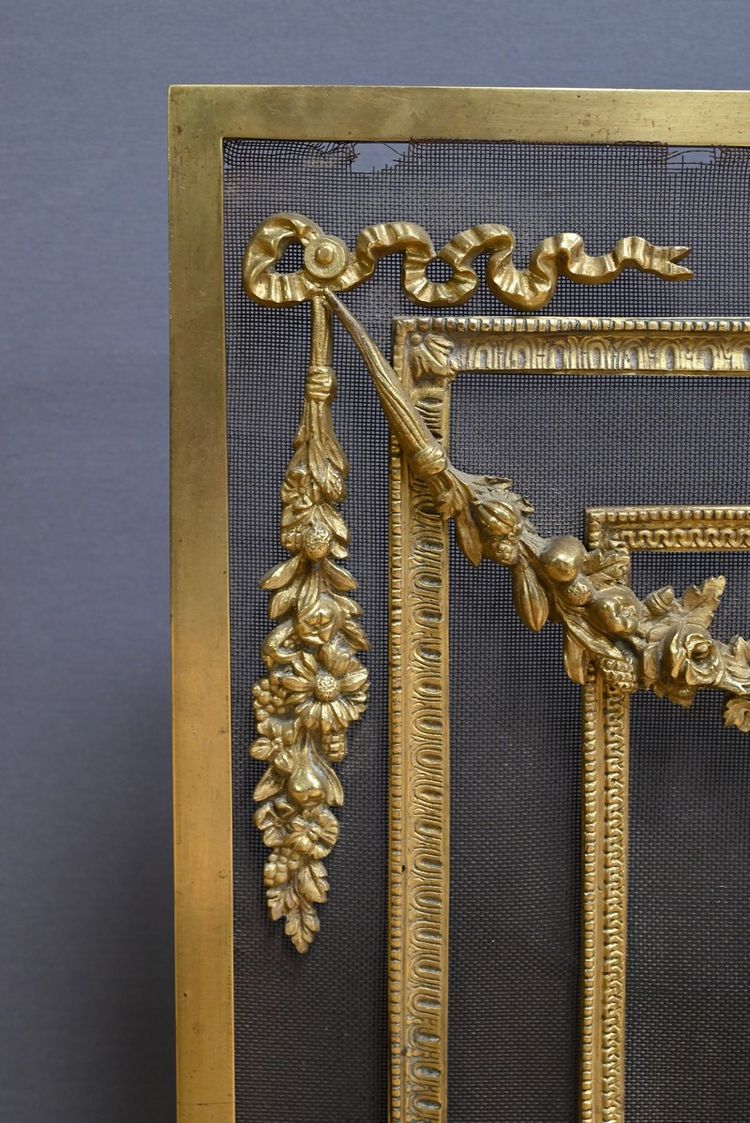 Écran de Cheminée en Bronze, style Louis XVI, époque Napoléon III – Milieu XIXe