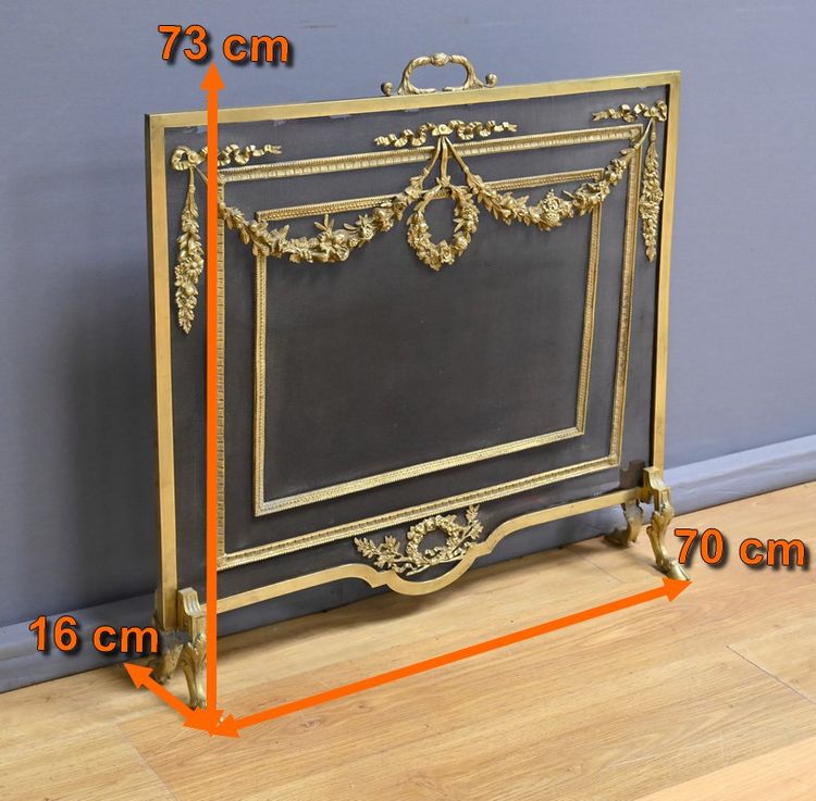 Écran de Cheminée en Bronze, style Louis XVI, époque Napoléon III – Milieu XIXe